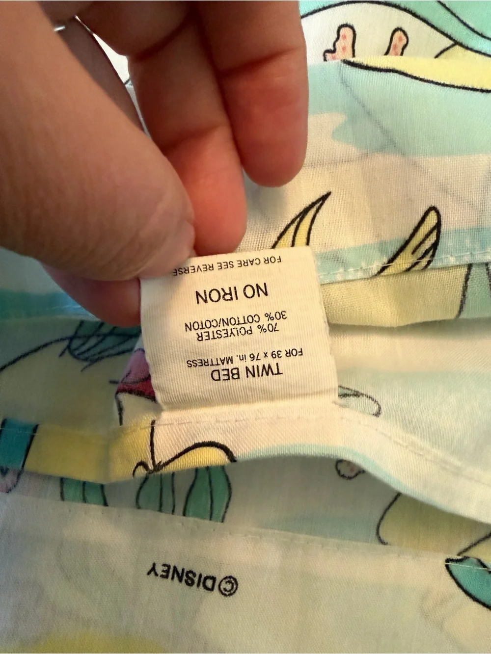 The Little Mermaid Ariel Print Cotton Fabric Top sheet for Twin bed 90’s vintage